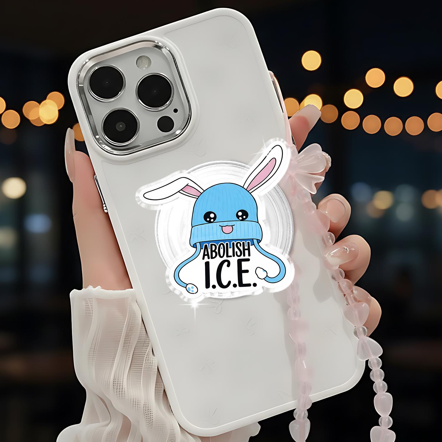 Abolish ICE Bunny Magnetic Phone Grip – Cute Activist Phone Holder, Kawaii Protest Phone Stand, Political Aesthetic Gift for Teens