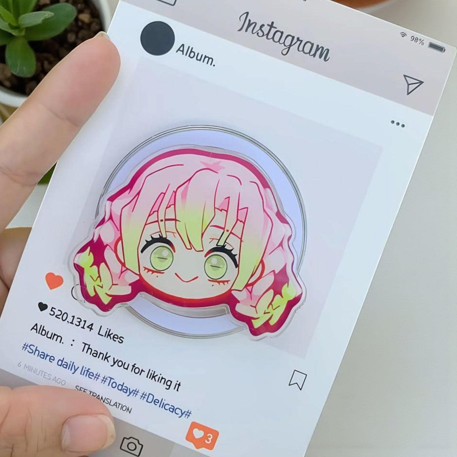 Anime Kawaii Girl MagSafe Phone Grip: Pink Girl Magnetic Phone Holder, Anime Lovers Popgrip, Cute Manga Girl Popgrip, Aesthetic Gift