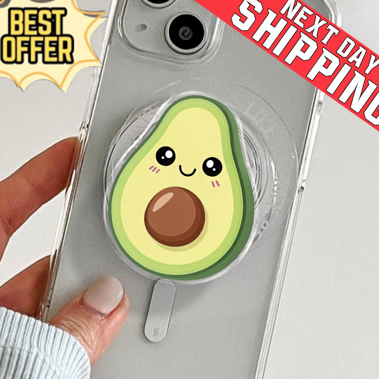 Avocado Phone Grip, Aesthetic Kawaii MagSafe Pop Socket, Cute Avocado Lover Gift, Realistic Healthy Foodie Mobile Stand