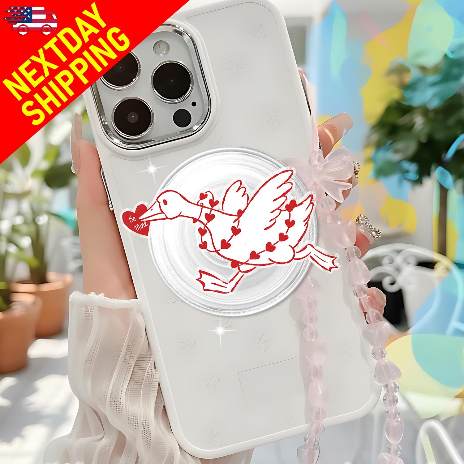 Be Mine Goose Phone Grip Cute Valentine Design, Romantic Animal Phone Holder Minimal Line Art, Couple Gift Phone Grip For Lovers