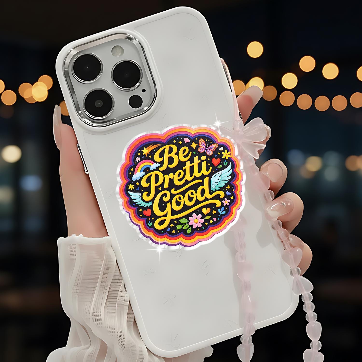 Be Pretti Good Magnetic Phone Grip, Cute Positive Quote PopSocket, Retro Groovy Aesthetic Phone Holder, Self Love Gift for Girls