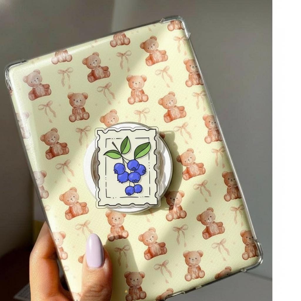 Blueberry Post MagSafe Phone Grip – Kawaii Artistic Fruit Magnetic Phone Holder, Cute Popgrip for Phones or E-readers, Gift for Friends