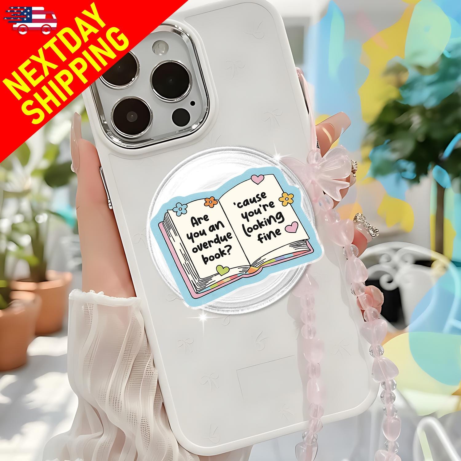 Book Lover Magnetic Phone Grip, Cute Reading Quote Phone Stand, Aesthetic Reader Phone Holder, Funny Bookworm Gift