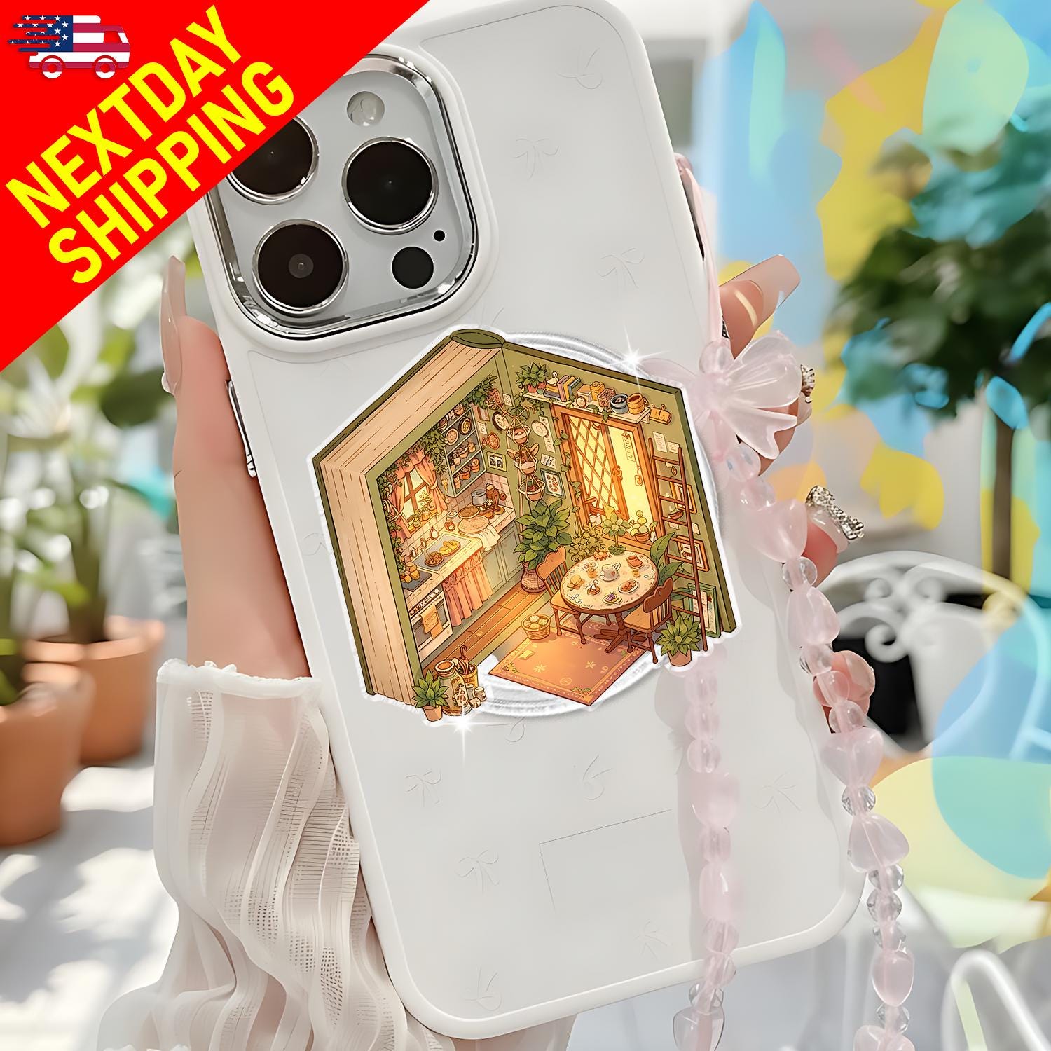 Book Lover Phone Grip, Reading Nook Phone Grip Stand, Book Nook Phone Holder, Cozy Reader Gift, Booktok Phone Accessory, Gift For Book Lover