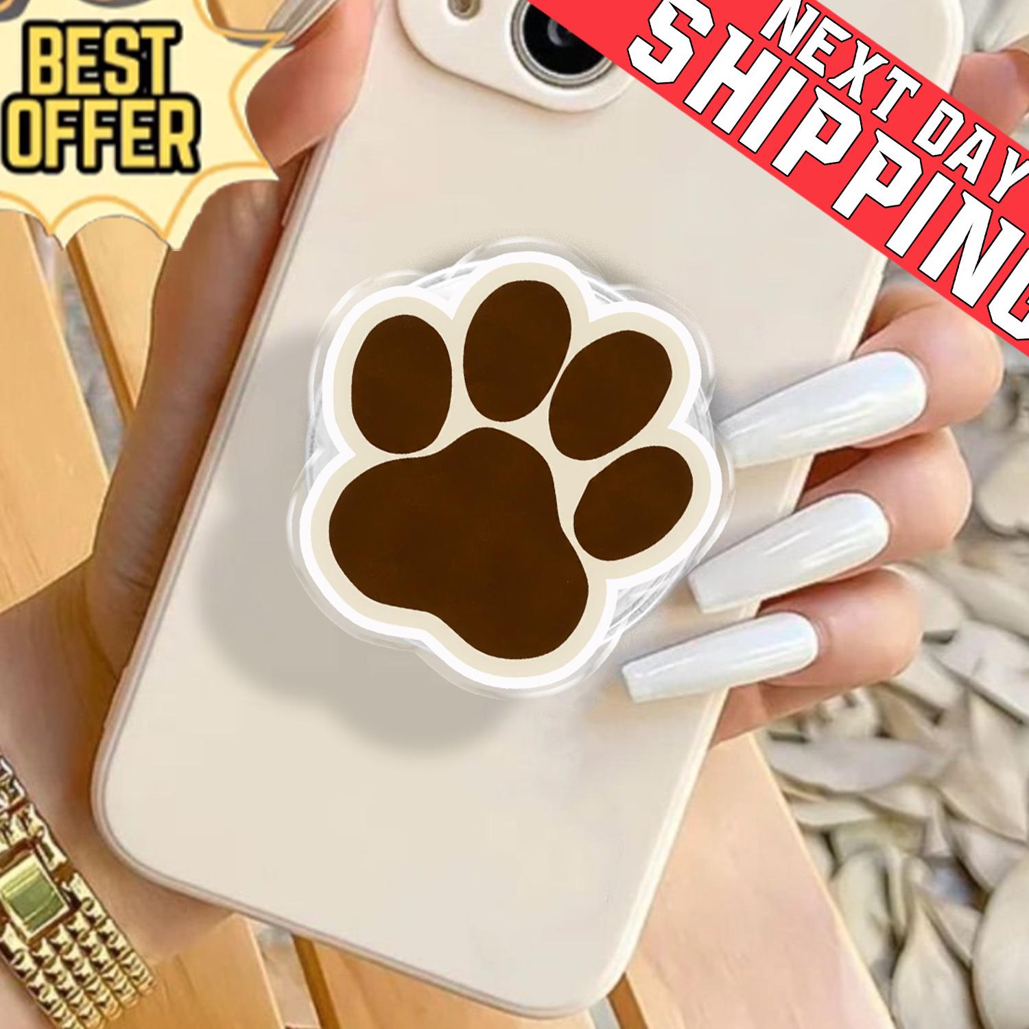 Brown Paw Print Phone Grip, Aesthetic Pet Lover MagSafe Pop Socket, Cute Dog & Cat Mom Gift, Minimalist Animal Paw Mobile Stand