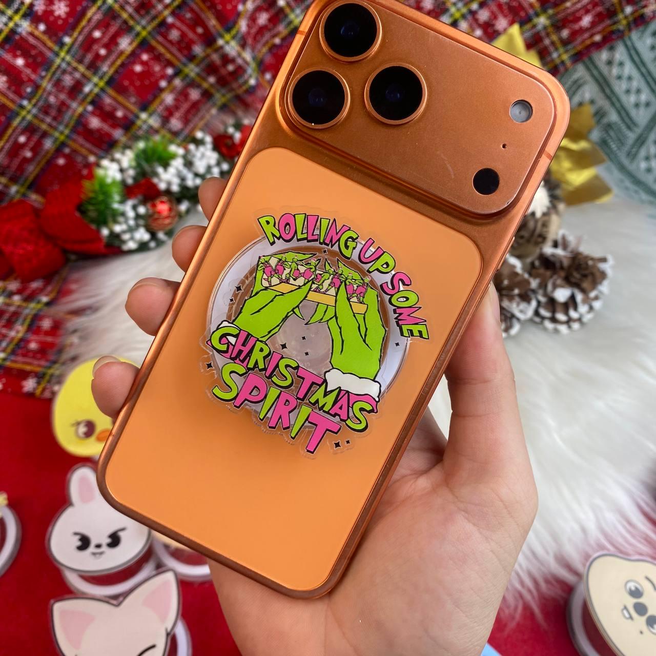 Christmas Spirit Phone Grip, Humorous Holiday Phone Stand, MagSafe Compatible