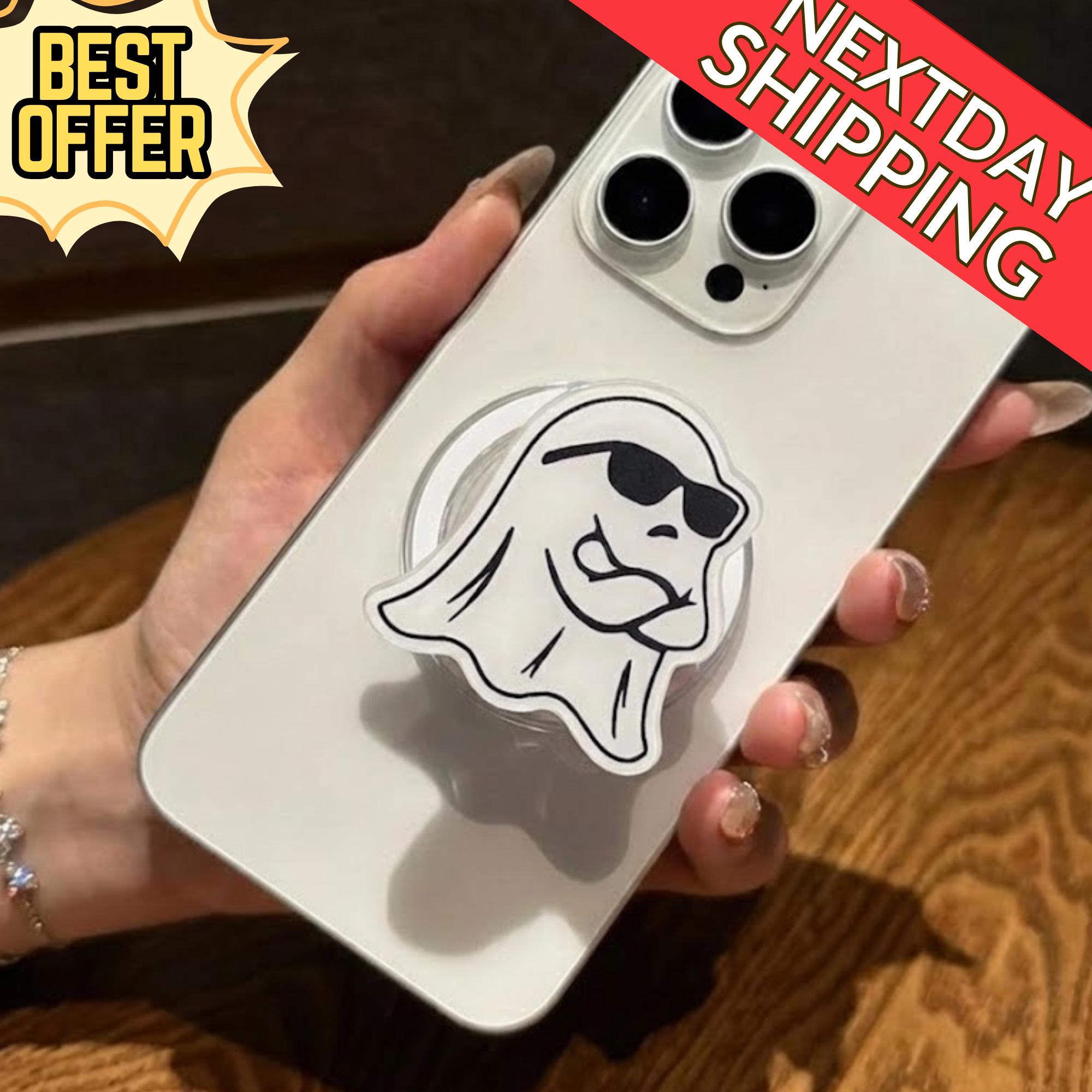 Cool Ghost with Sunglasses Magnetic Phone Grip – Fun Kawaii Ghost Magsafe Phone Stand, Funny Phone Accessory, Cute Gift for Her