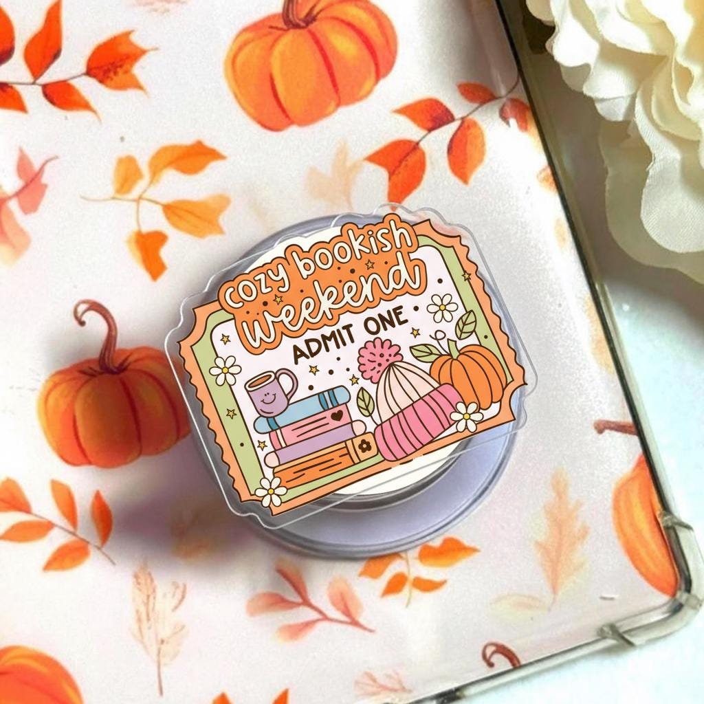 Cozy Bookish Weekend Magsafe Phone Holder, Autumn Reading Magnetic Phone Holder, Bookish Gift for Lovers, Ideal E-reader Stand