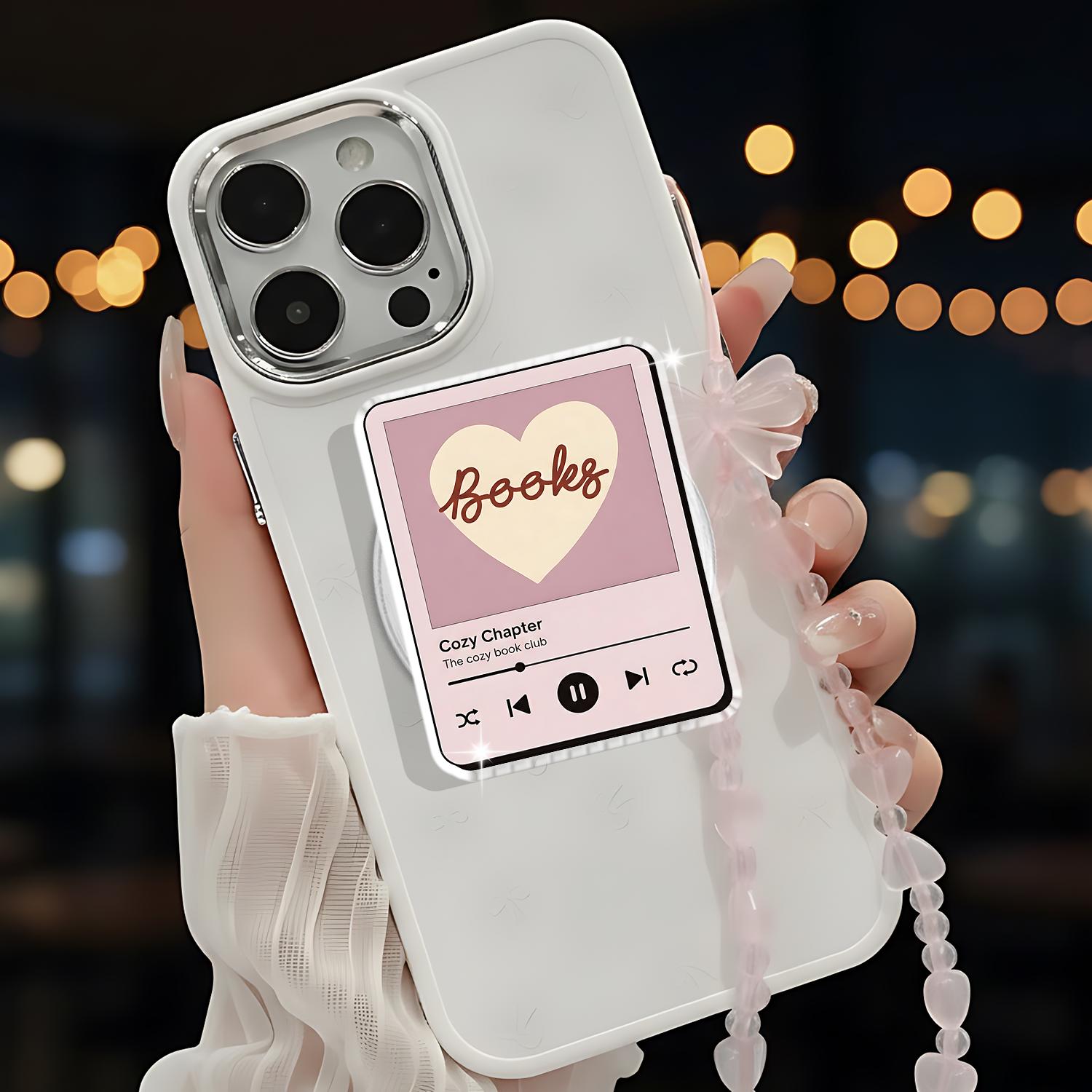 Cozy Books Magnetic Phone Grip for Readers, Cute Book Lover Phone Holder, Aesthetic Booktok Phone Stand, Gift for Bookworms