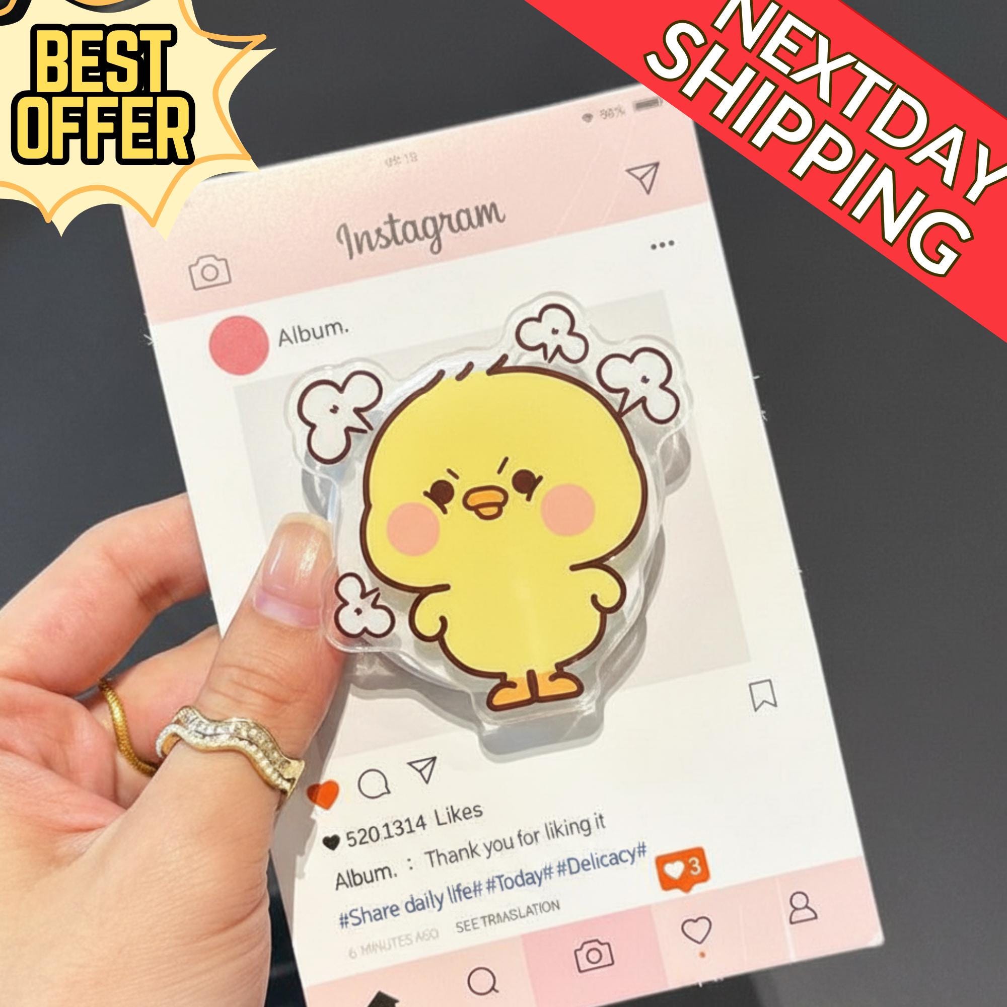 Cute Angry Chick MagSafe Phone Grip – Kawaii Chick Grip, Fun Yellow Animal Phone Stand, Cute Chick Phone Accessory, Gift for Chick Lovers