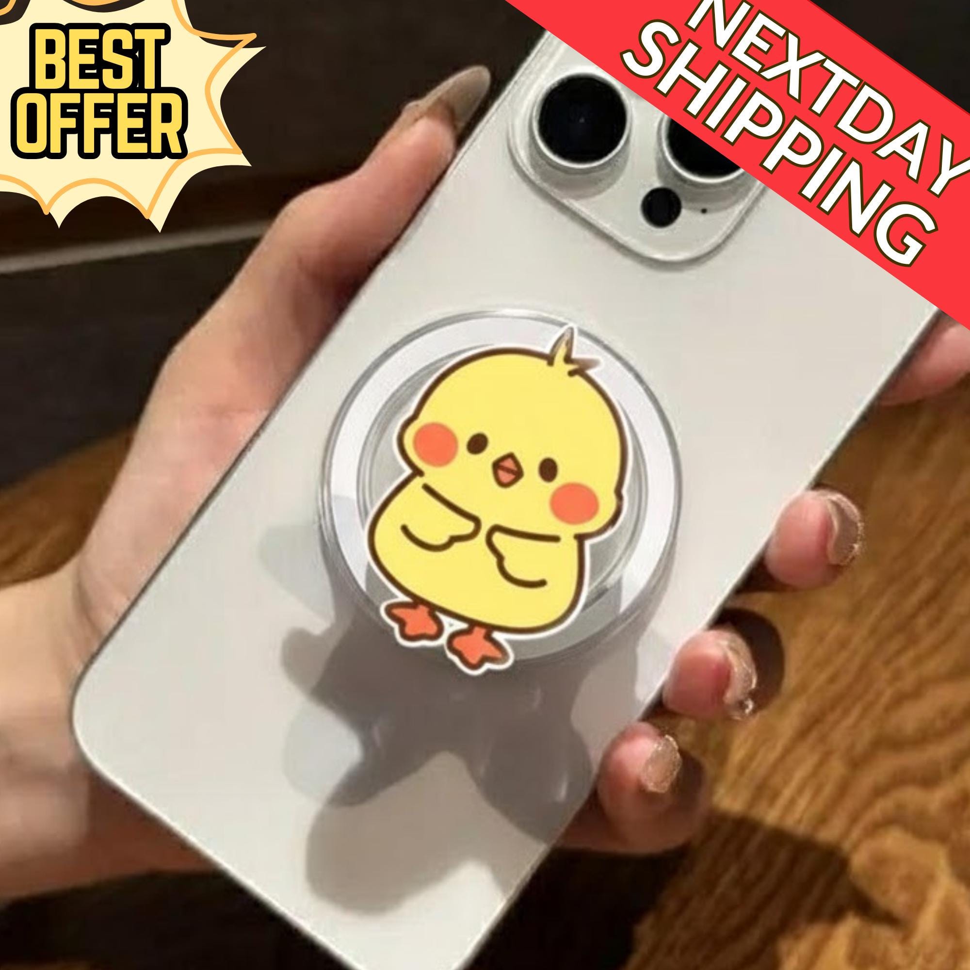 Cute Chick Magnetic Phone Grip – Kawaii Yellow Chick Magsafe Phone Stand, Adorable Phone Accessory, Aesthetic Gift for Her