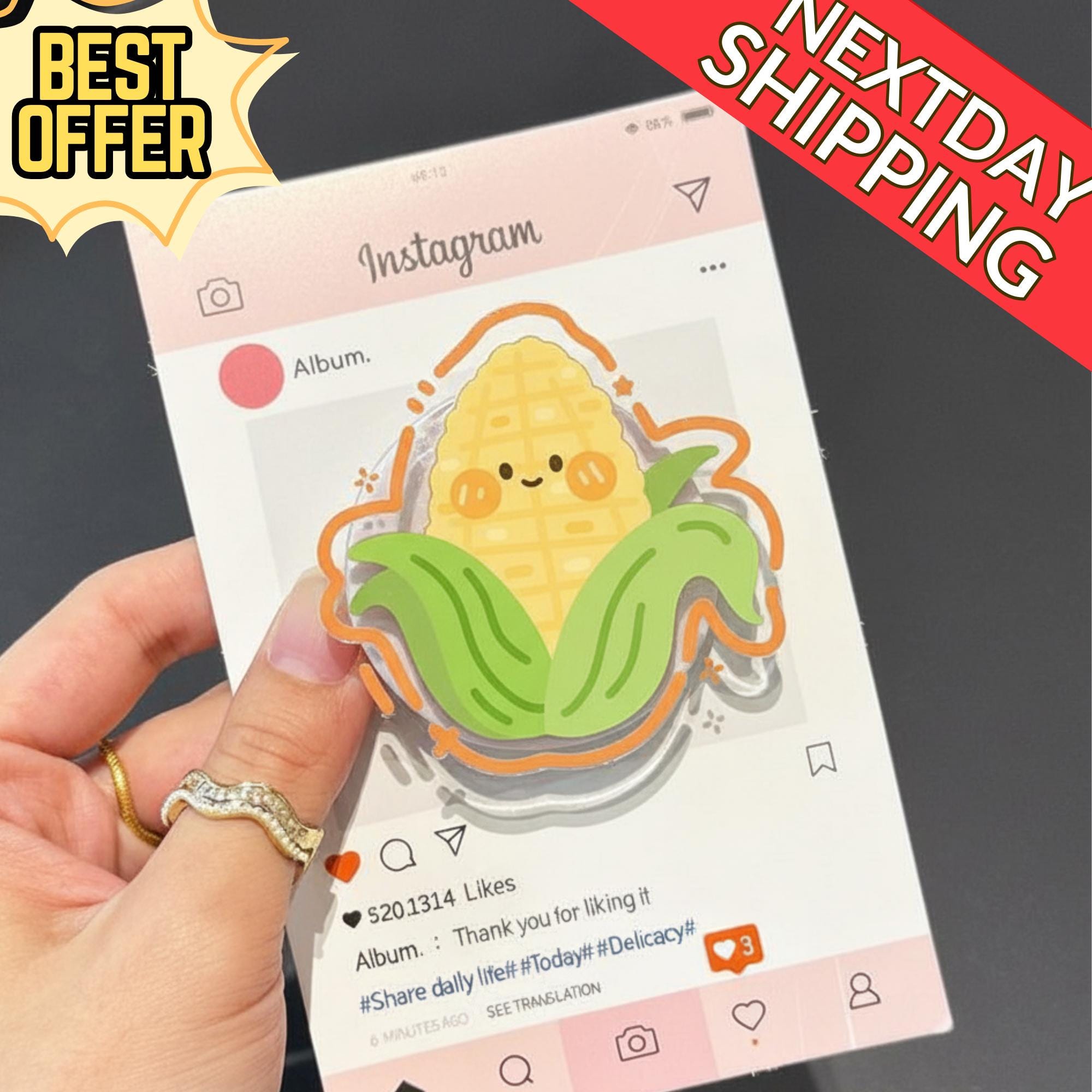 Cute Corn MagSafe Phone Grip – Kawaii Corn Character, Fun Autumn Magnetic Phone Stand, Adorable Gift for Corn Lovers, Fall Phone Accessory