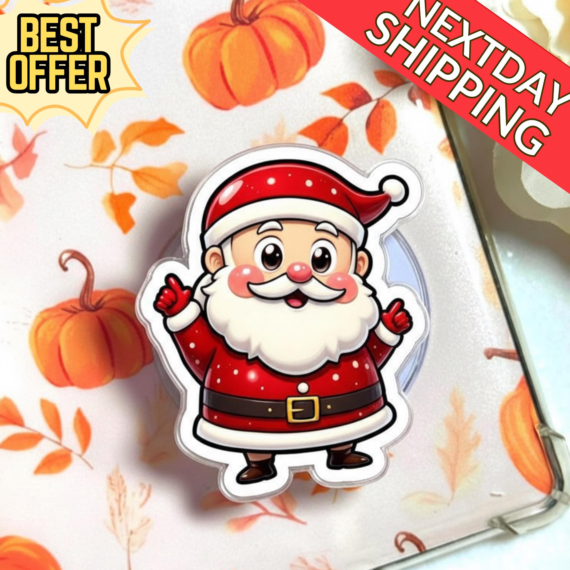 Cute Santa Claus Magsafe Phone Grip: Kawaii Christmas Phone Stand, Festive Holiday Phone Holder, Cute Xmas Gift for Friends & Family