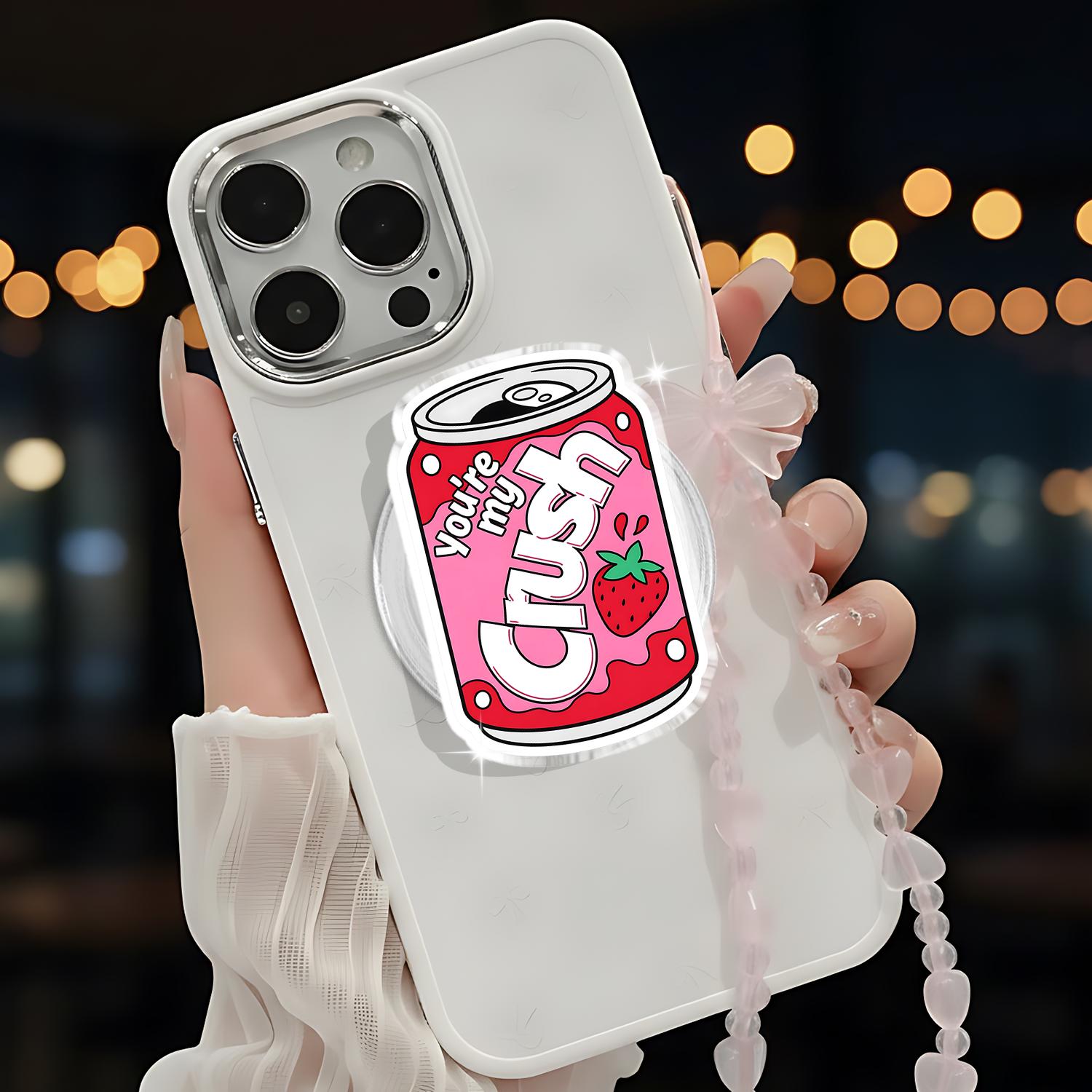 Cute Strawberry Crush Soda Magnetic Phone Grip | Funny “You’re My Crush” Phone Holder | Kawaii Aesthetic Pop Grip Gift For Lovers & Crush