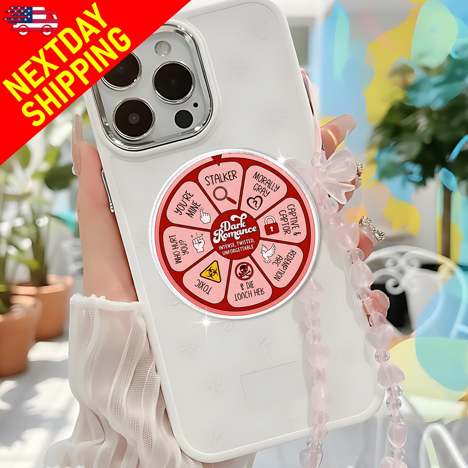 Dark Romance Spinner Phone Grip, Red Flag Wheel Phone Stand, Booktok Dark Romance Gift, Morally Grey Reader Accessory