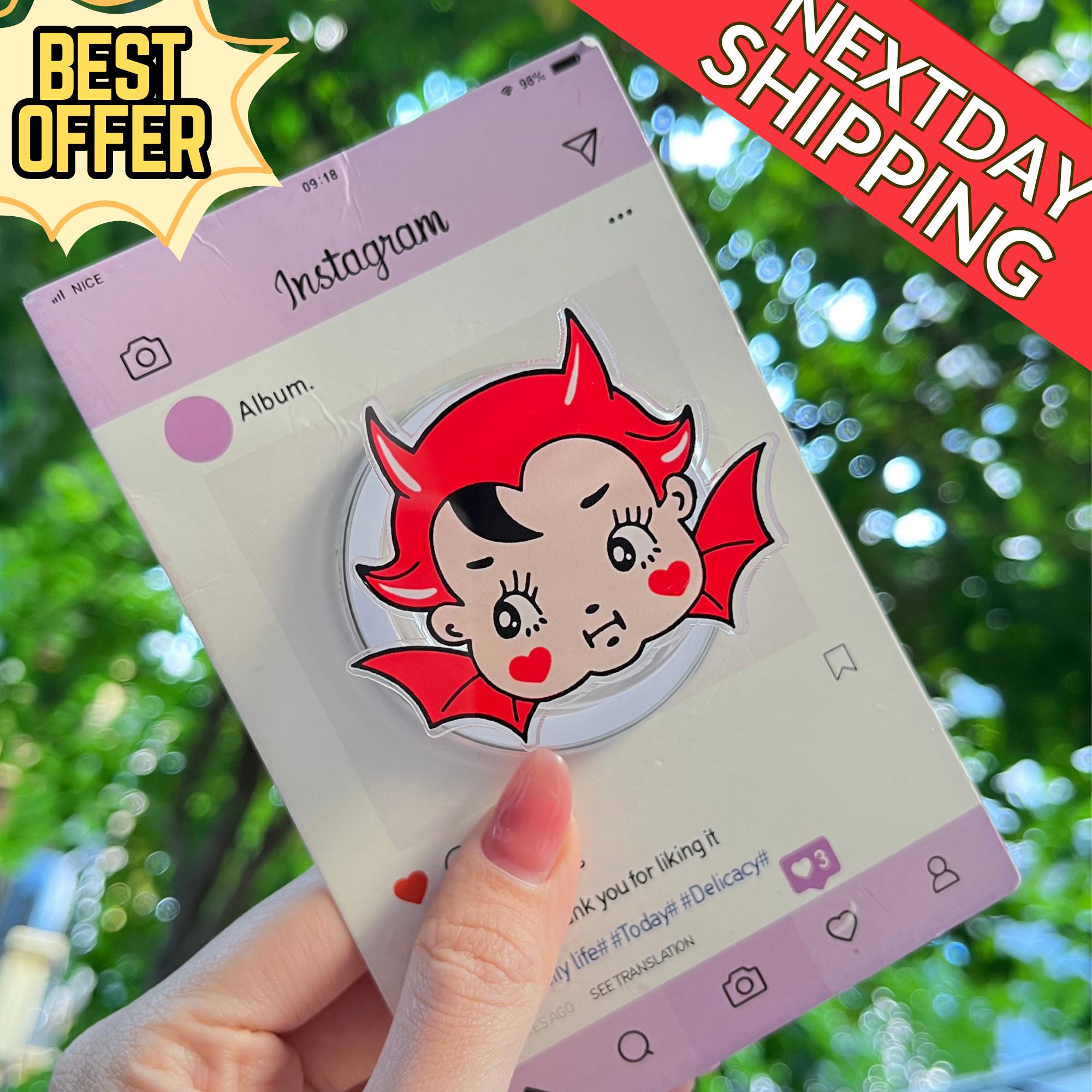 Devil Girl Magnetic Phone Holder: Cute Retro Devil Phone Grip, Kawaii Magsafe Phone Holder, Perfect Gift for Halloween & Pop Culture Lovers