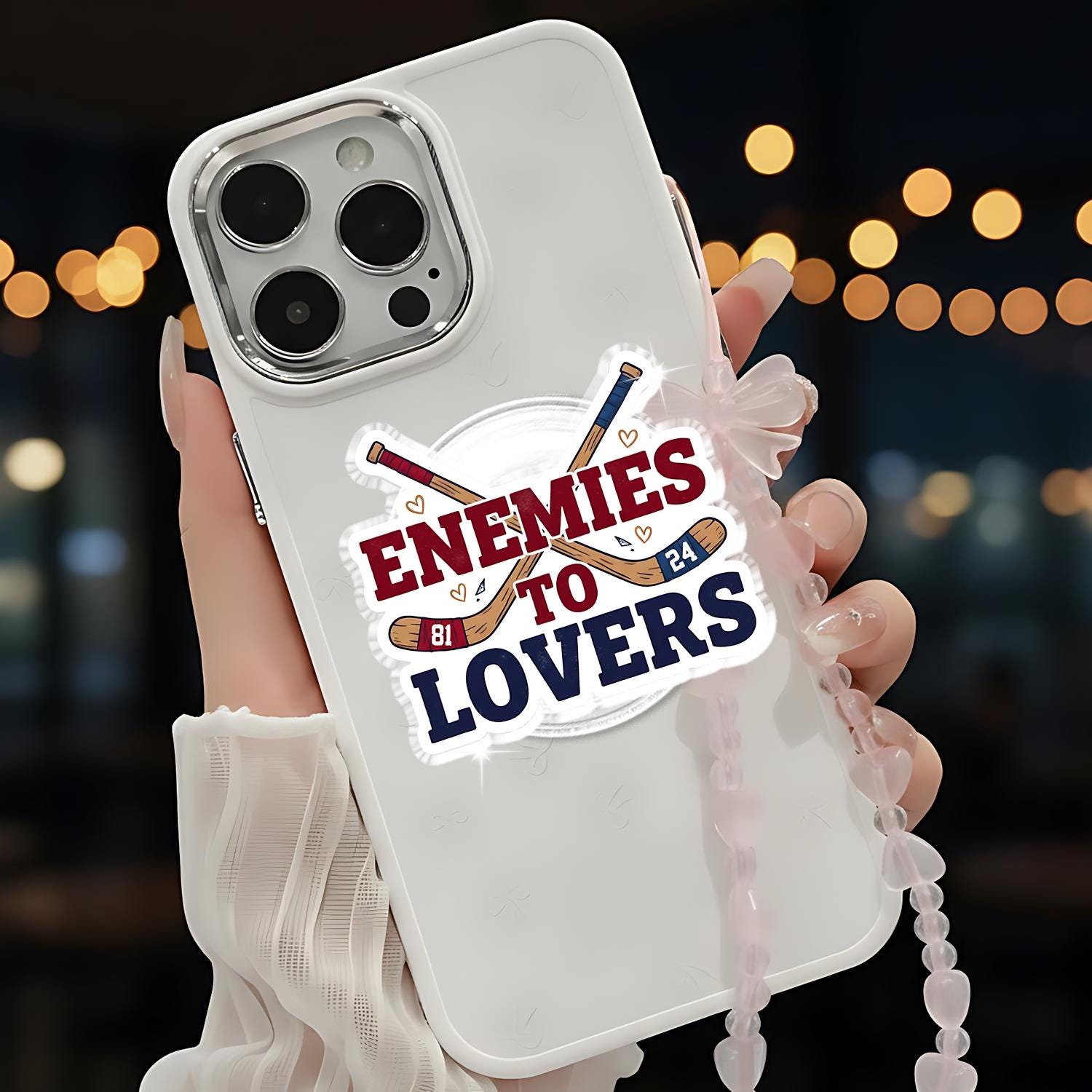 Enemies to Lovers Phone Grip, New York Admiral Phone Grip – Hockey Team Logo Phone Holder, Cute Aesthetic Sports Grip, Gift for Teens & Fans
