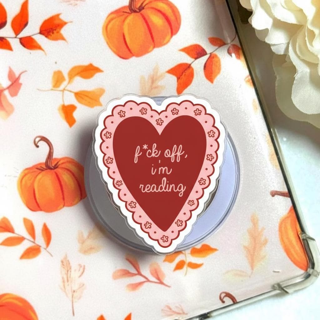 Fck Off I’m Reading MagSafe Phone Grip – Funny Heart Magnetic Phone Holder, Sassy Book Lover Accessory, Gift for Readers & Friends