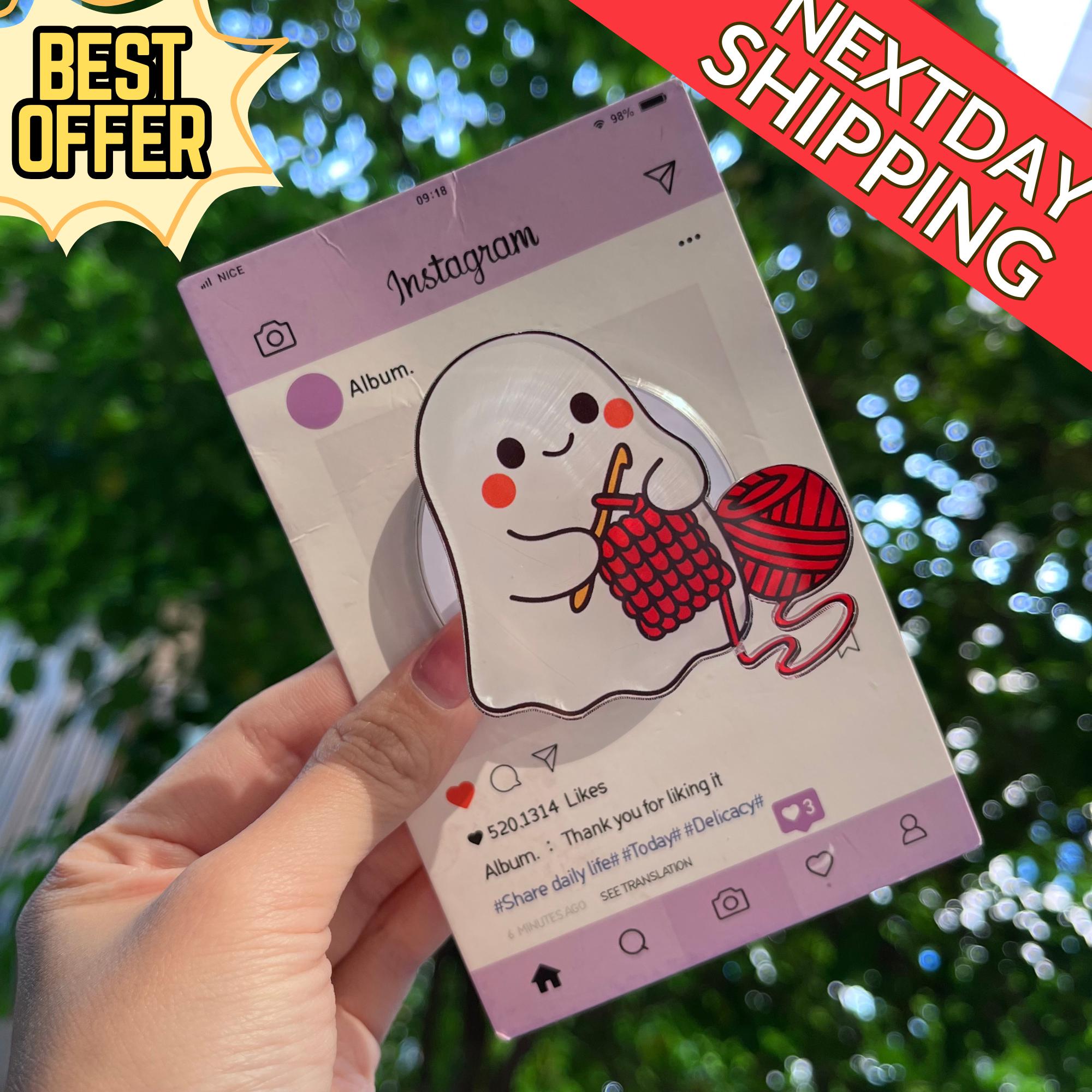 Ghost Magnetic Phone Grip: Cute Ghost with Yarn Magsafe Phone Stand, Kawaii Ghost-Inspired Phone Holder, Perfect Gift for Craft Lovers