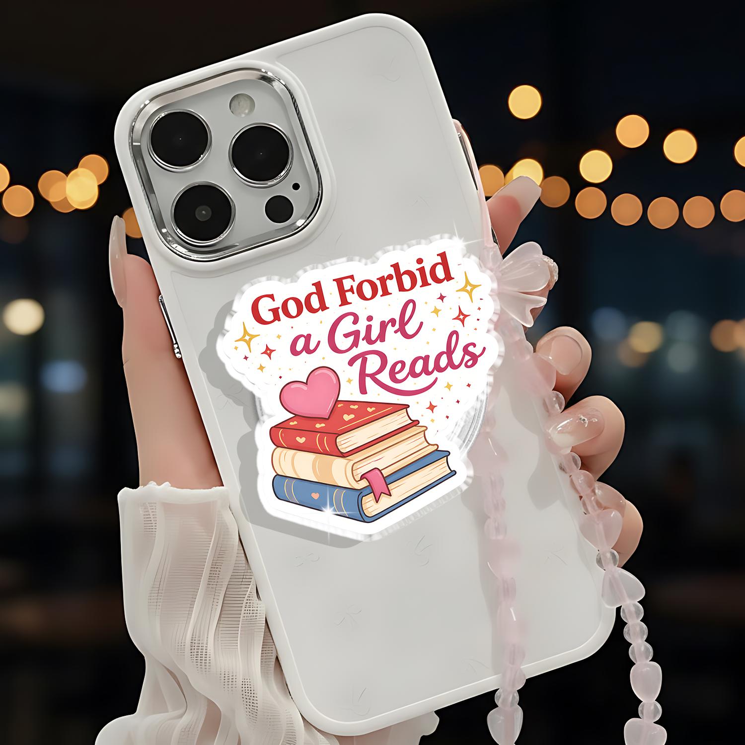 God Forbid a Girl Reads Magnetic Phone Grip, Cute Book Lover Phone Holder, Bookish Gift for Readers, Booktok Aesthetic Phone Stand