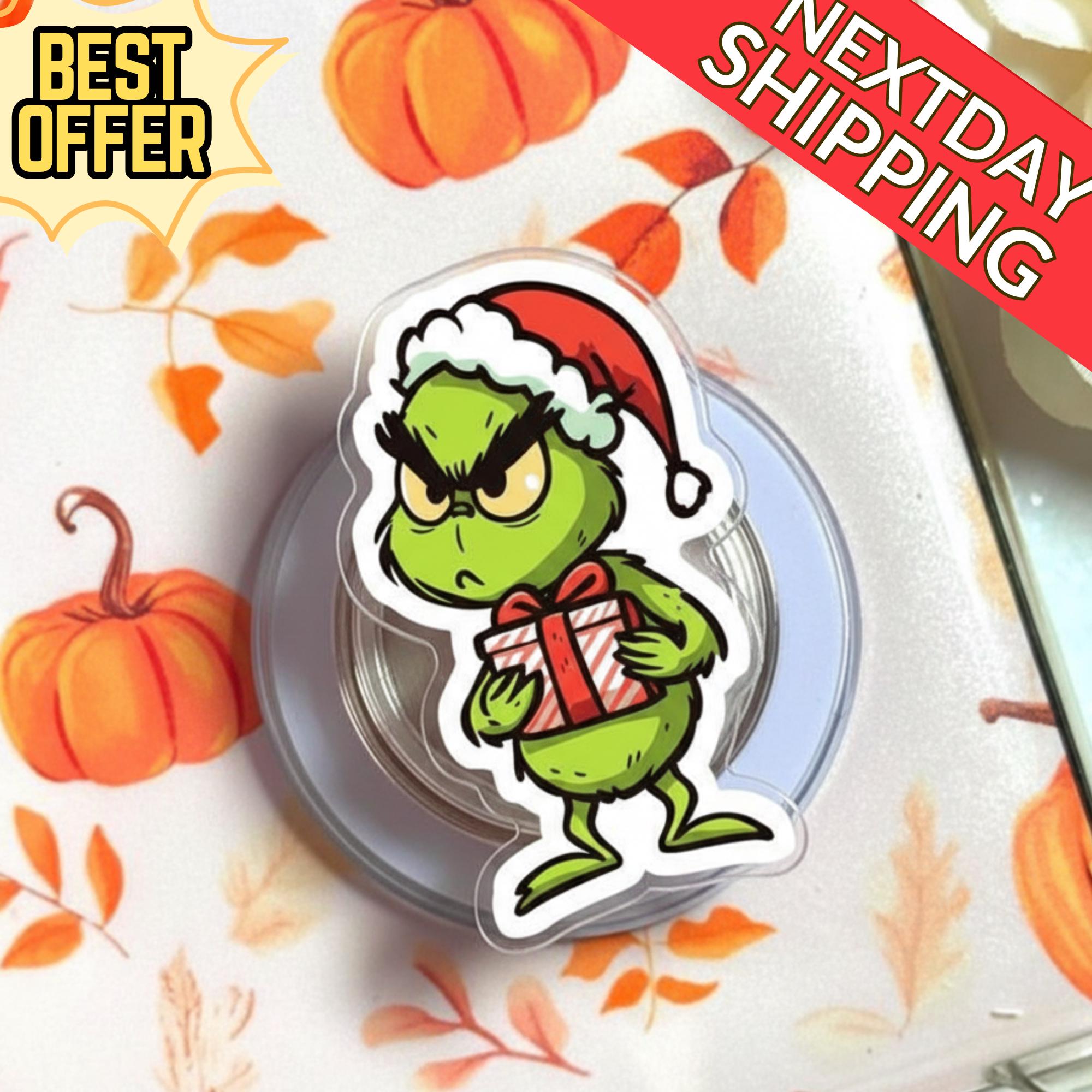 Green Monster Christmas Phone Grip: Cute Holiday Greench MagSafe Popgrip, Greench Christmas Phone Accessory, Green Monster Gift for Fans