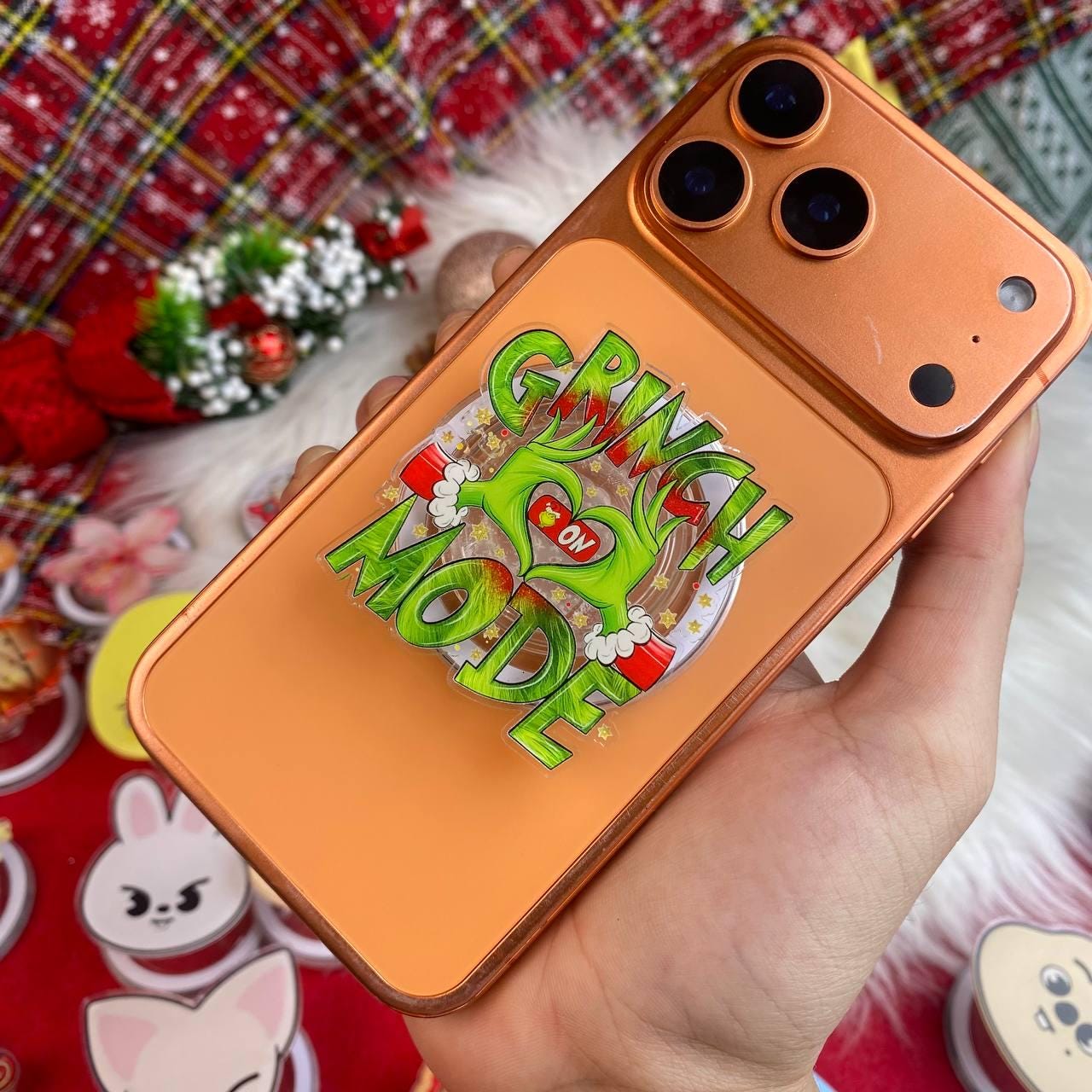 Grinch Mode Magnetic Phone Grip, Christmas Holiday Stand