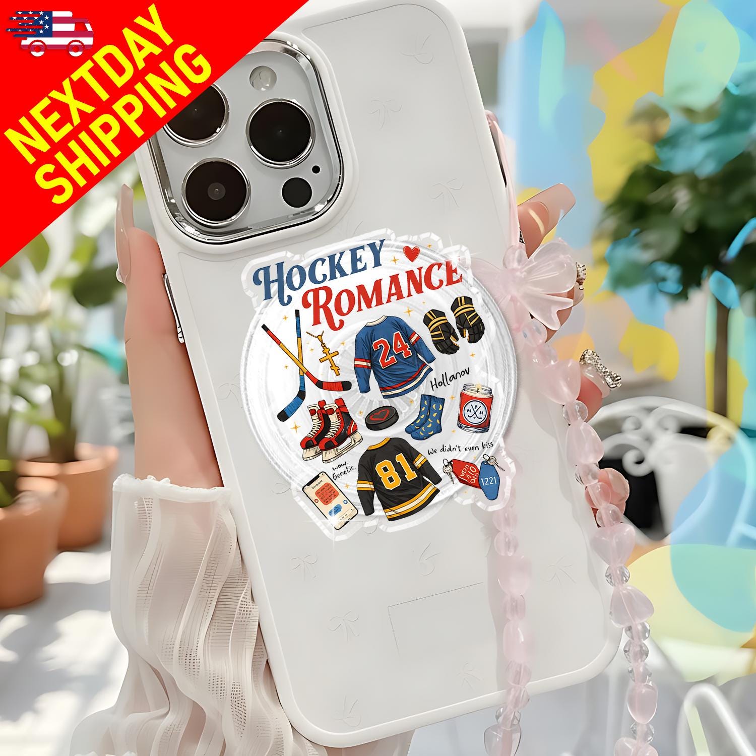 Hockey Romance Magnetic Phone Grip, Hockey Lover Phone Stand, Sports Romance Phone Holder, Cute Hockey Gift for Couples