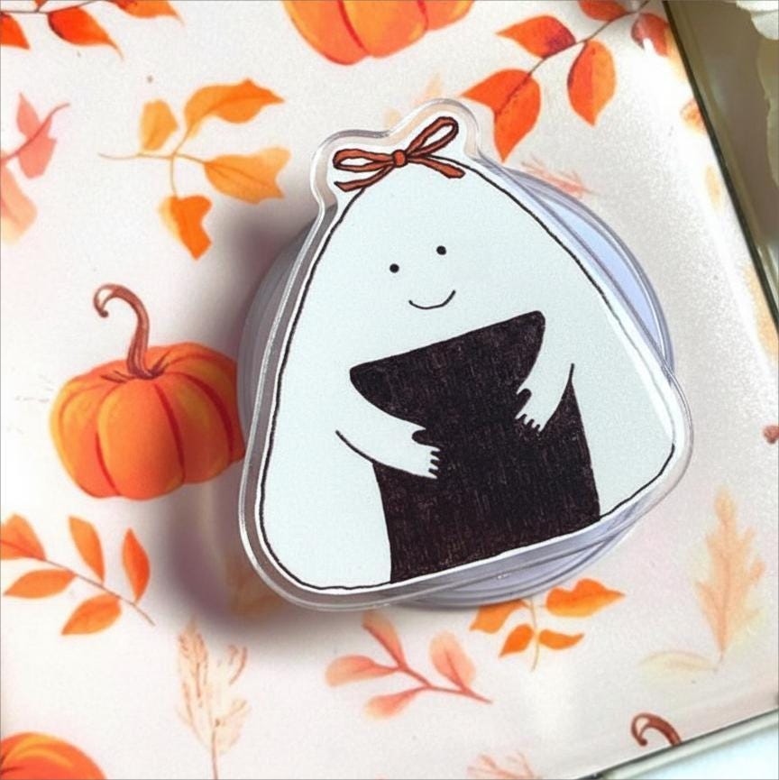 Kawaii Bow Onigiri MagSafe Phone Grip, Cute Japanese Rice Ball Magnetic Popgrip, Gift for Sushi and Japanese Food Lovers