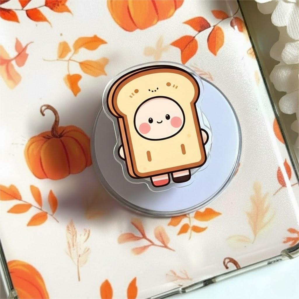 Kawaii Bread Slice MagSafe Phone Grip, Cute Food Phone Grip, Funny Cartoon Phone Stand, Gift for Foodies