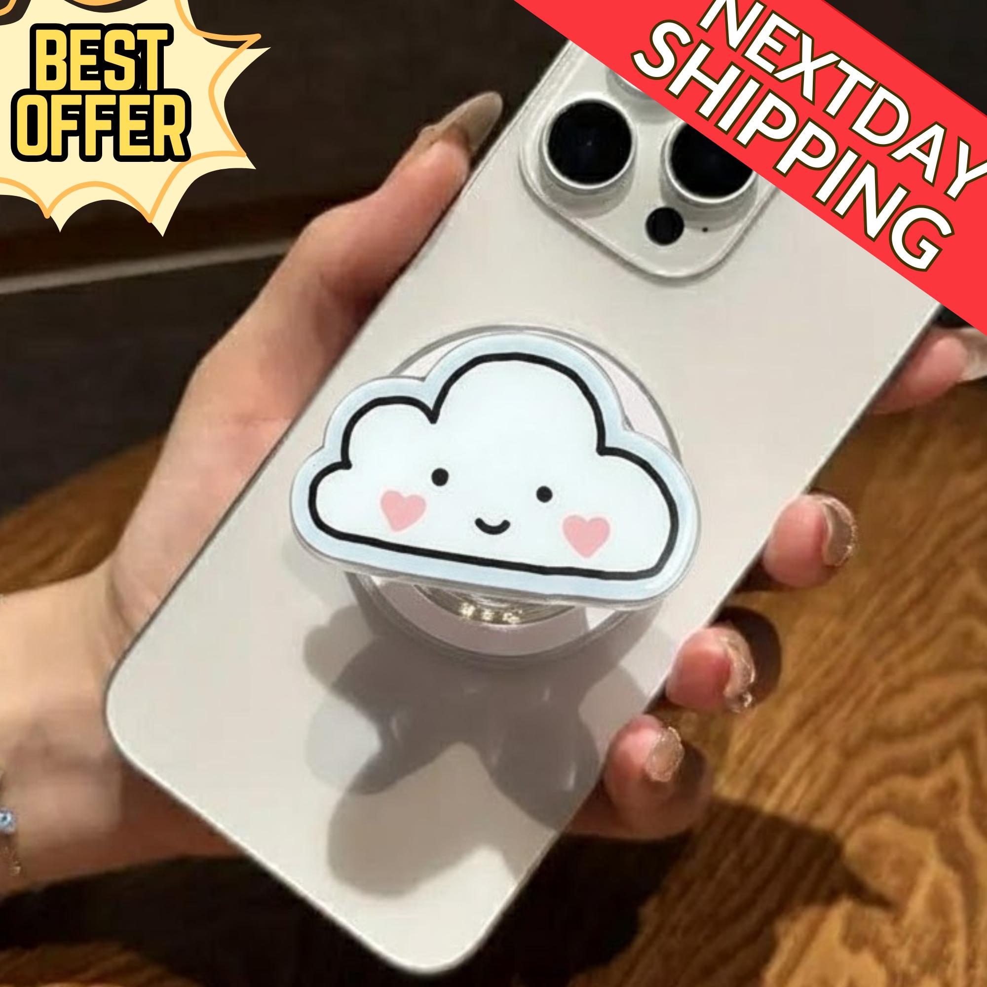 Kawaii Cloud MagSafe Phone Grip – Cute Cloud Phone Holder, Adorable Smile Cloud Magnetic Phone Stand, Fun Phone Grip for Cloud Lovers