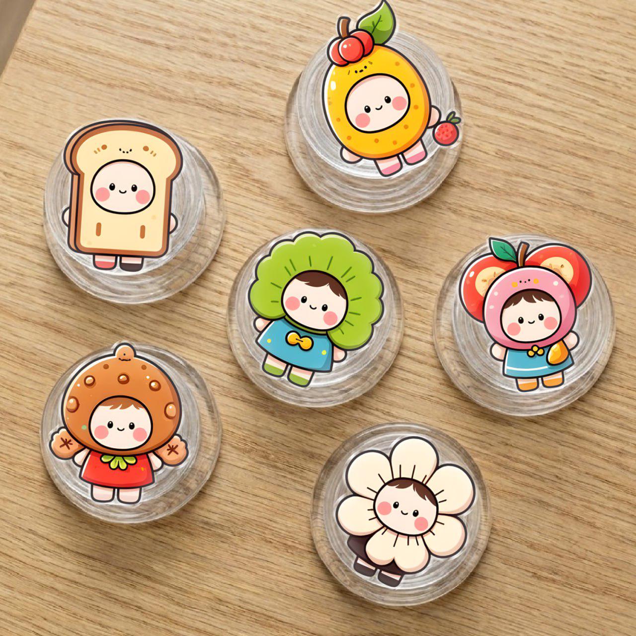 Kawaii Fruit Girl MagSafe Phone Grip Collection, Cute Food Magnetic Popgrip, Funny Cartoon Phone Stand, Gift for Foodies