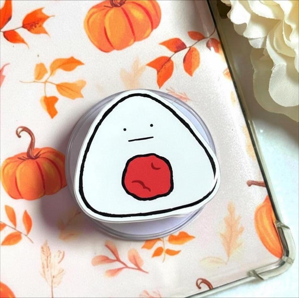 Kawaii Umeboshi Onigiri MagSafe Phone Grip, Cute Japanese Rice Ball Popgrip, Food Phone Stand, Gift for Sushi Lovers