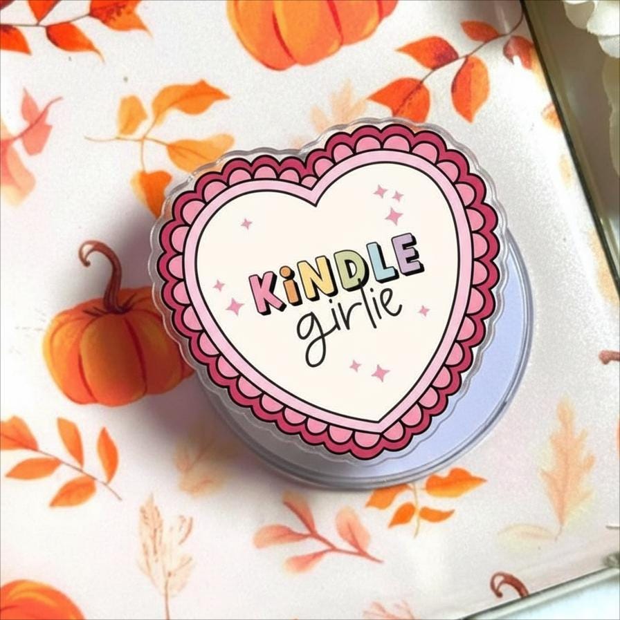 Kindle Girlie MagSafe Phone Grip – Heart-Shaped Magnetic Phone Holder, Cute Popgrip for E-Readers & Book Lovers