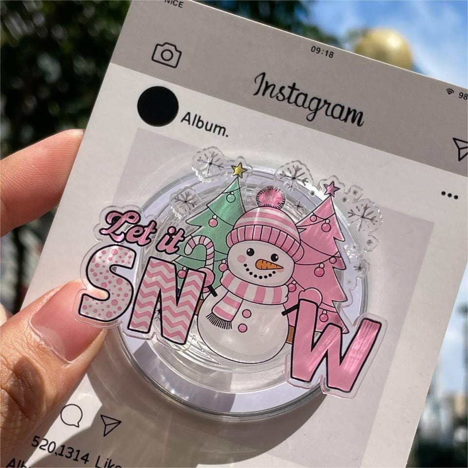 Let It Snow MagSafe Phone Grip: Cute Christmas Magnetic Phone Holder, Winter Grip for Phone or Kindle, Festive Phone Accessory