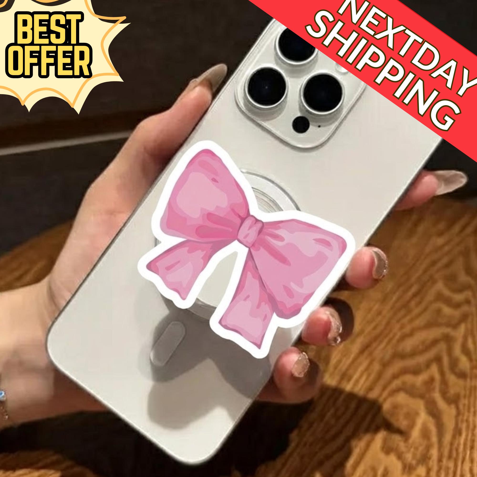 Pink Bow MagSafe Phone Grip – Cute Ribbon Phone Grip, Kawaii Magnetic Phone Holder, Cute Phone Accessory, Gift for Her, Sweet Pink Design