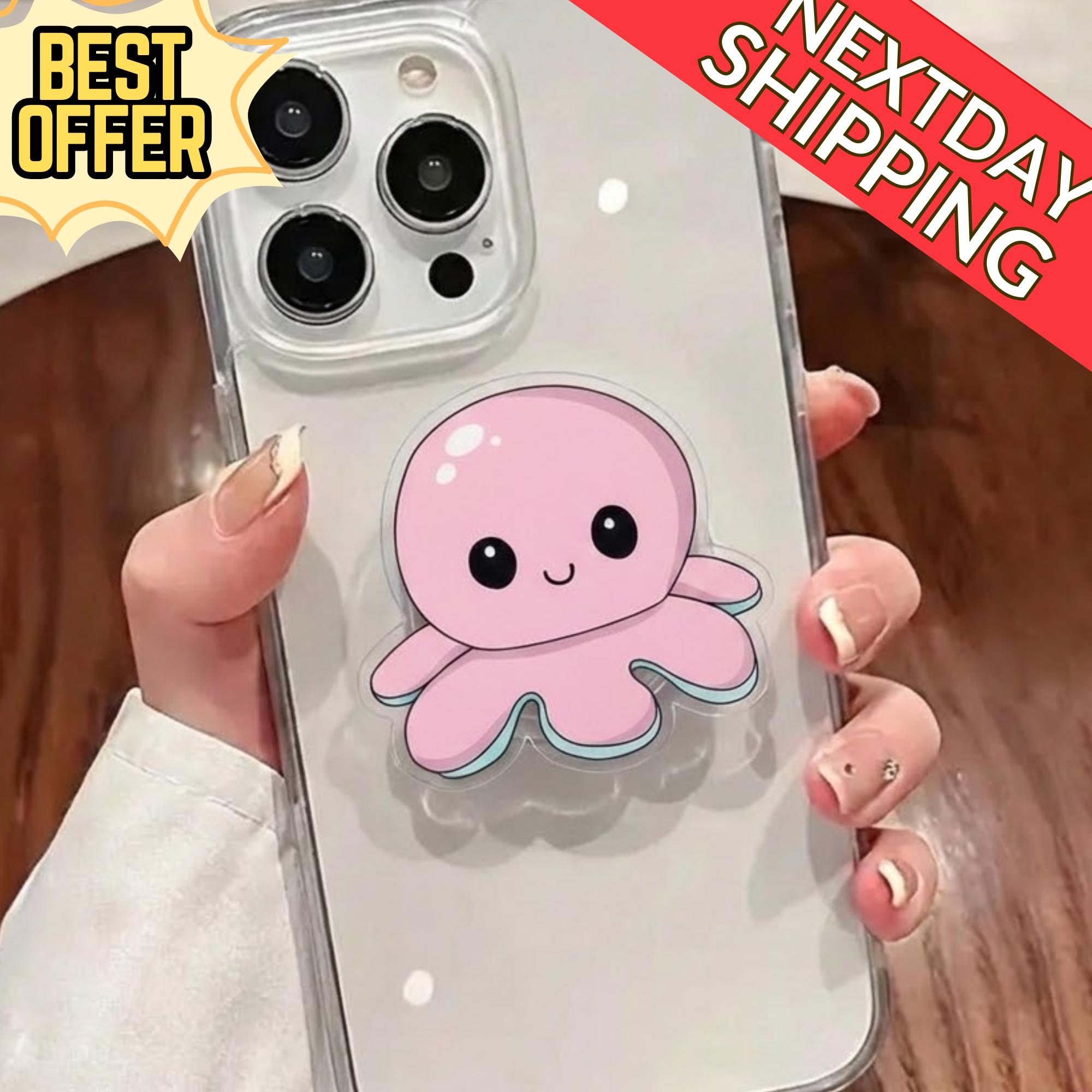 Pink Octopus MagSafe Phone Grip – Kawaii Octopus Phone Grip, Cute Magnetic Griptok Adorable Pink Accessory, Gift for Kids & Teens