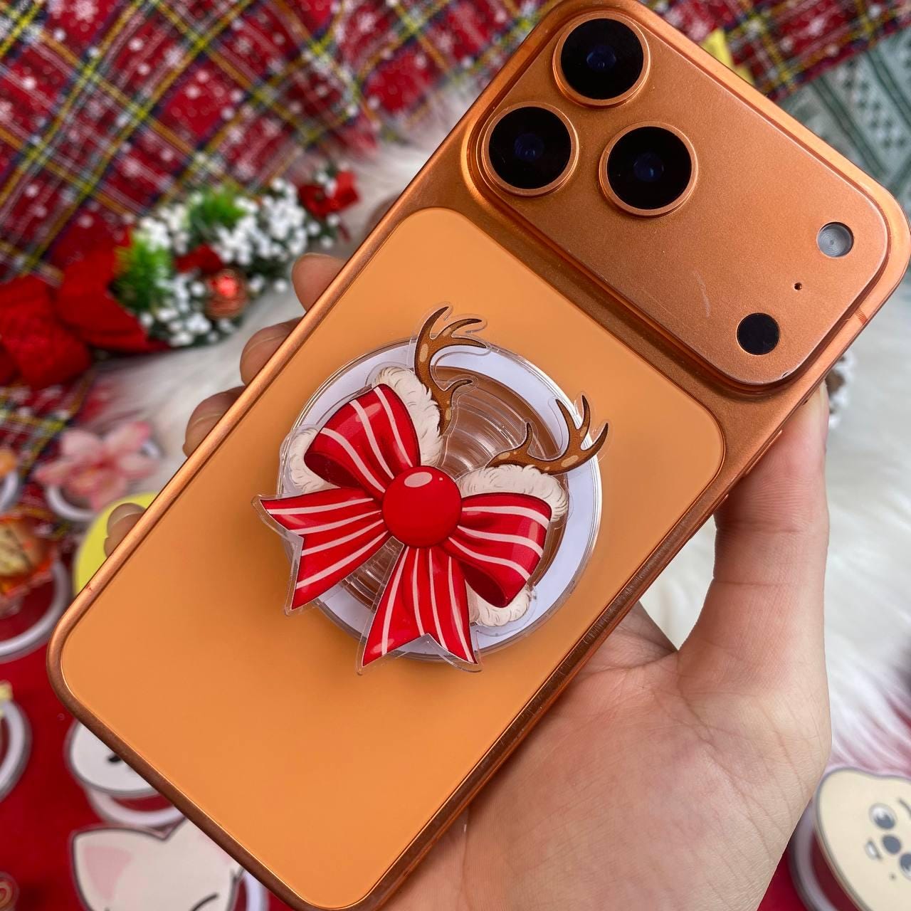 Reindeer Phone Grip, Christmas Phone Stand, Cute Phone Accessories, MagSafe Phone Holder, Holiday Gift Phone Grip, Christmas Phone Holder