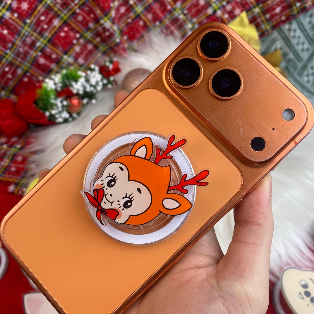 Reindeer Phone Grip, Cute Christmas Phone Holder, Funny Phone Stand, MagSafe Compatible