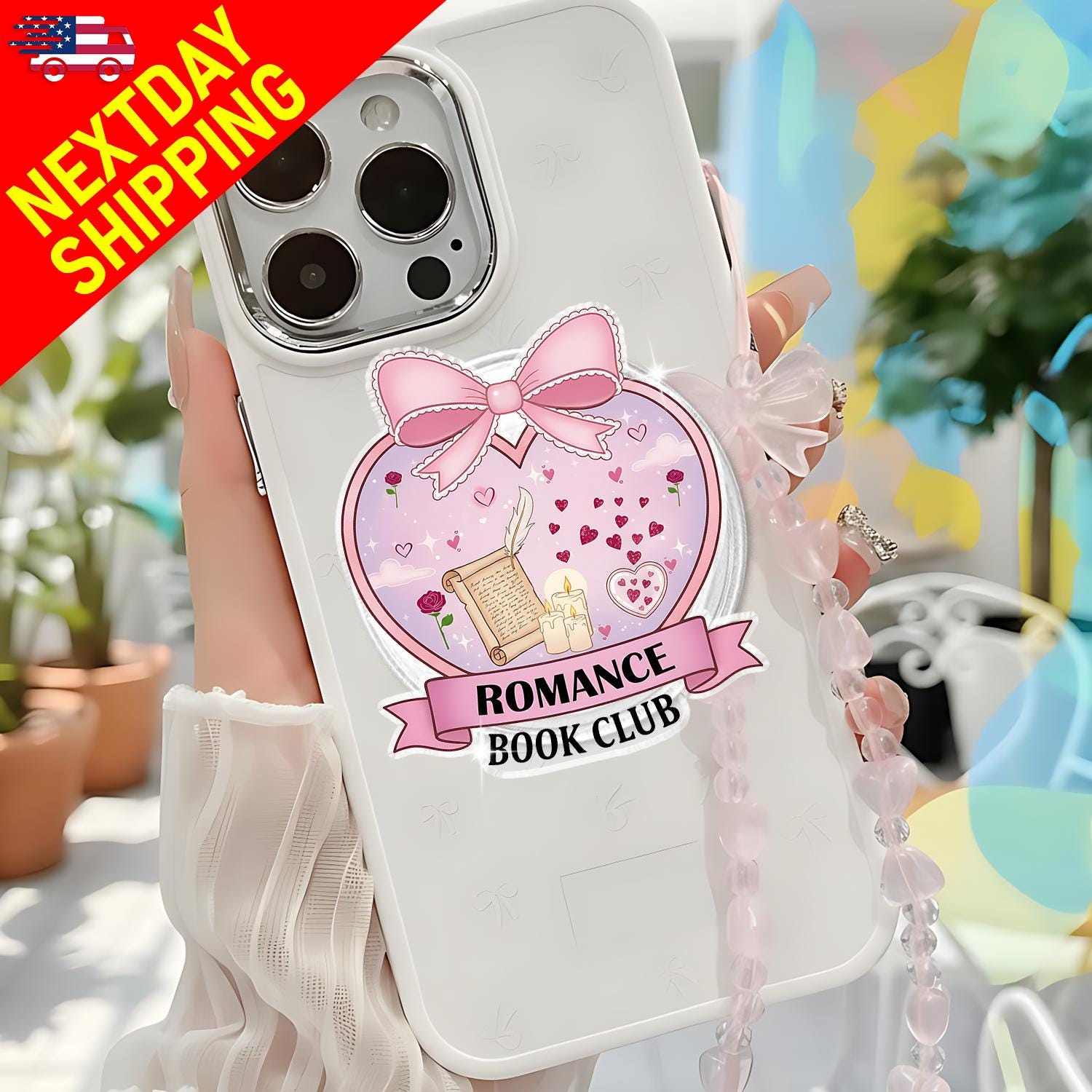 Romance Book Club Heart MagSafe Phone Grip, Bookish Phone Holder for Romance Readers, Cozy Reading Gift, Magnetic Phone Grip