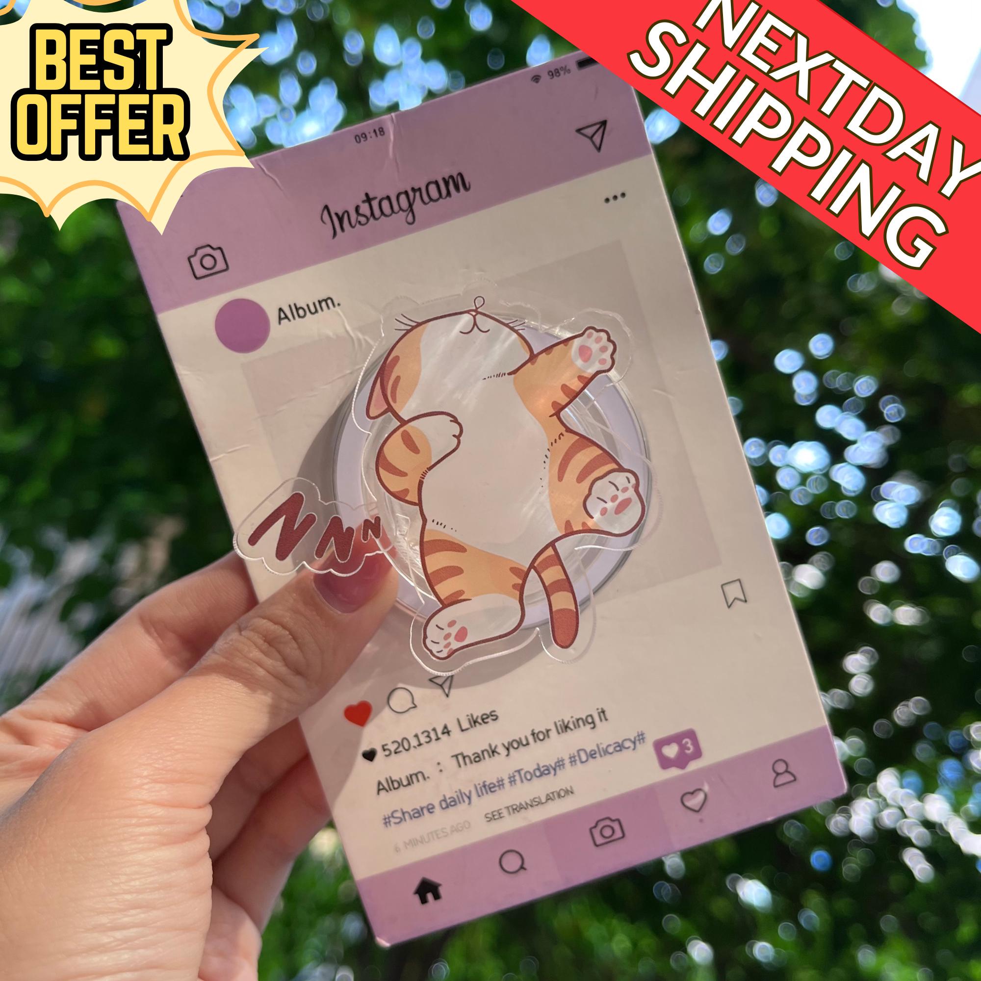 Sleeping Cat Magnetic Phone Grip: Cute Orange Tabby Phone Holder, Kawaii Magsafe Phone Stand, Perfect Gift for Cat Lovers, Cat Moms