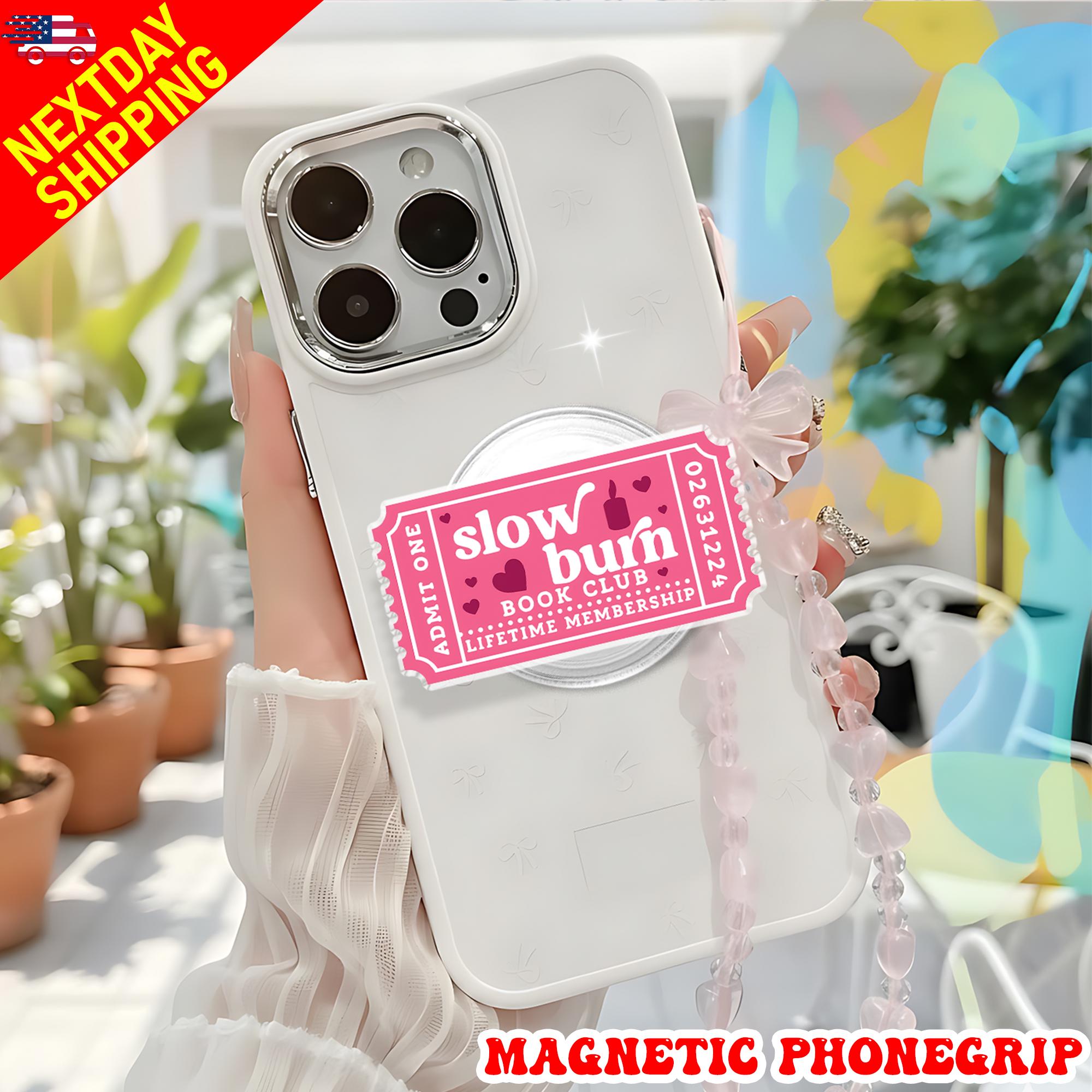 Slow Burn Book Club Phone Grip, Romance Reader, Book Lover Phone Holder, Aesthetic Bookish Grip, Reader Gift, Book Club Ticket Phone Stand
