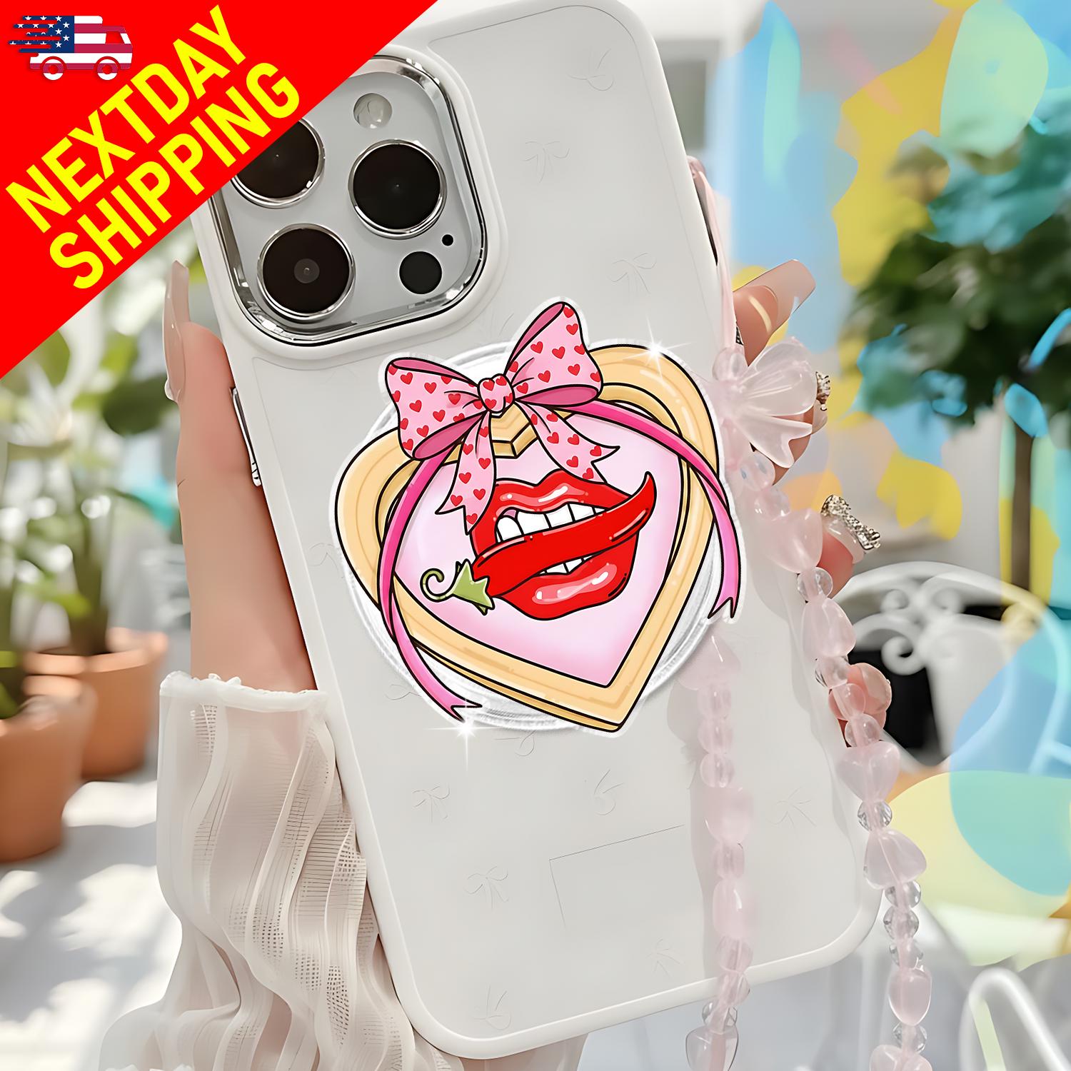 Spicy Heart Lips MagSafe Phone Grip – Fun Kawaii Heart-Shaped Phone Holder, Bold Gift for Her, Funny Phone Grip For Friends