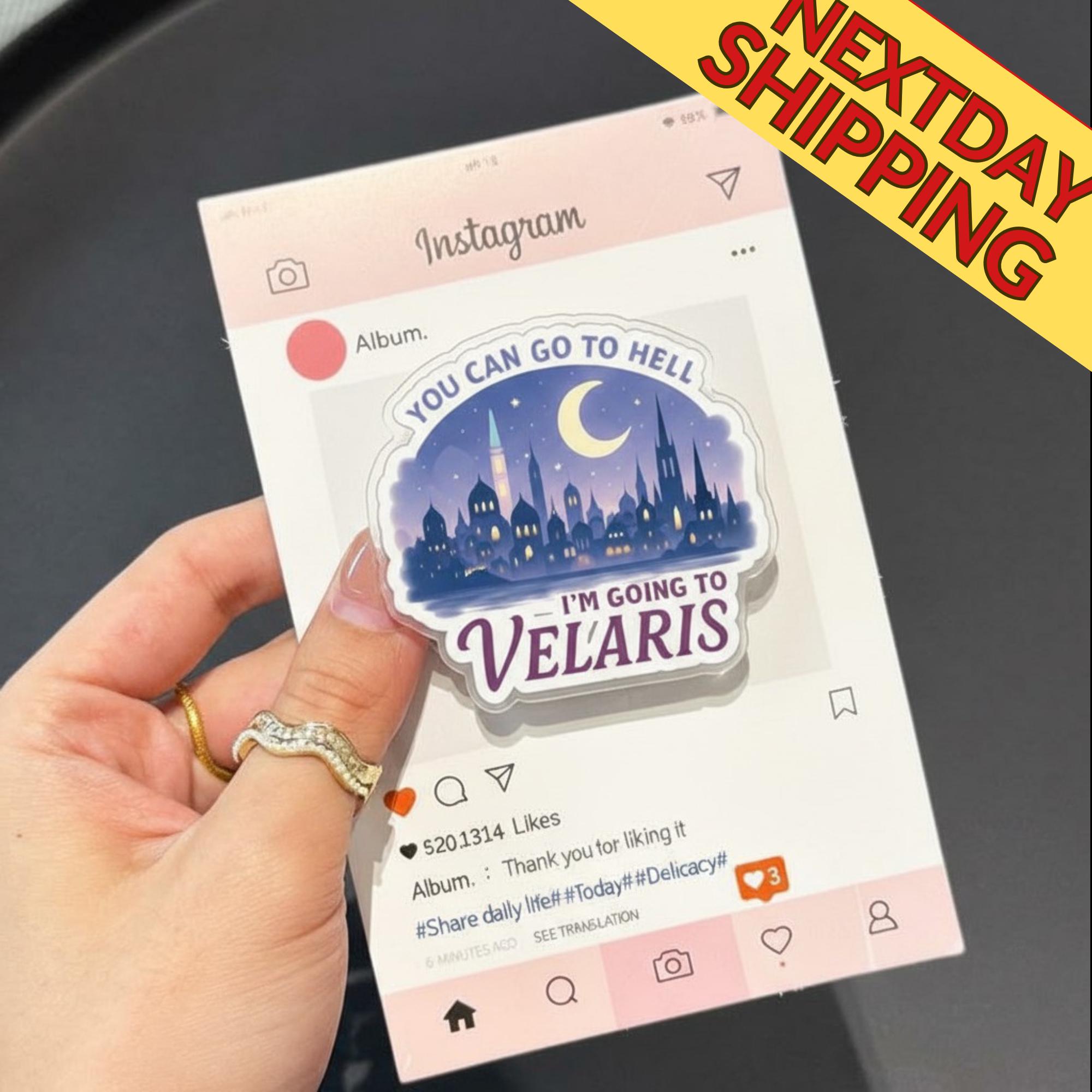 Velaris Vibe Phone Grip – Fun Night Sky Design with Cityscape, Magical Quote, MagSafe Magnetic Holder, Unique Gift for Fantasy Lover