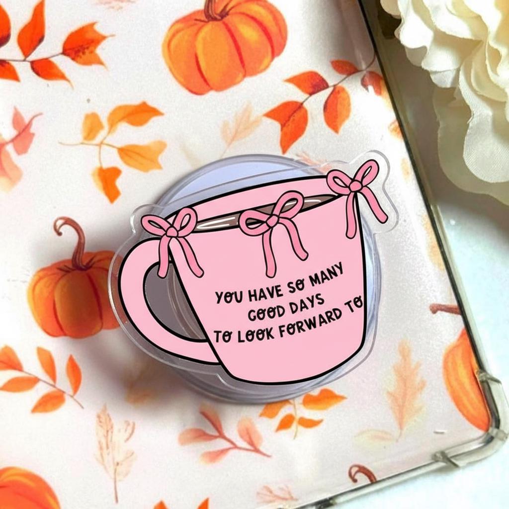 You Have So Many Good Days MagSafe Phone Grip, Pink Mug Magnetic Phone Holder, Bookish Popgrip, Book Lovers Gift, Ideal Gift for Friends