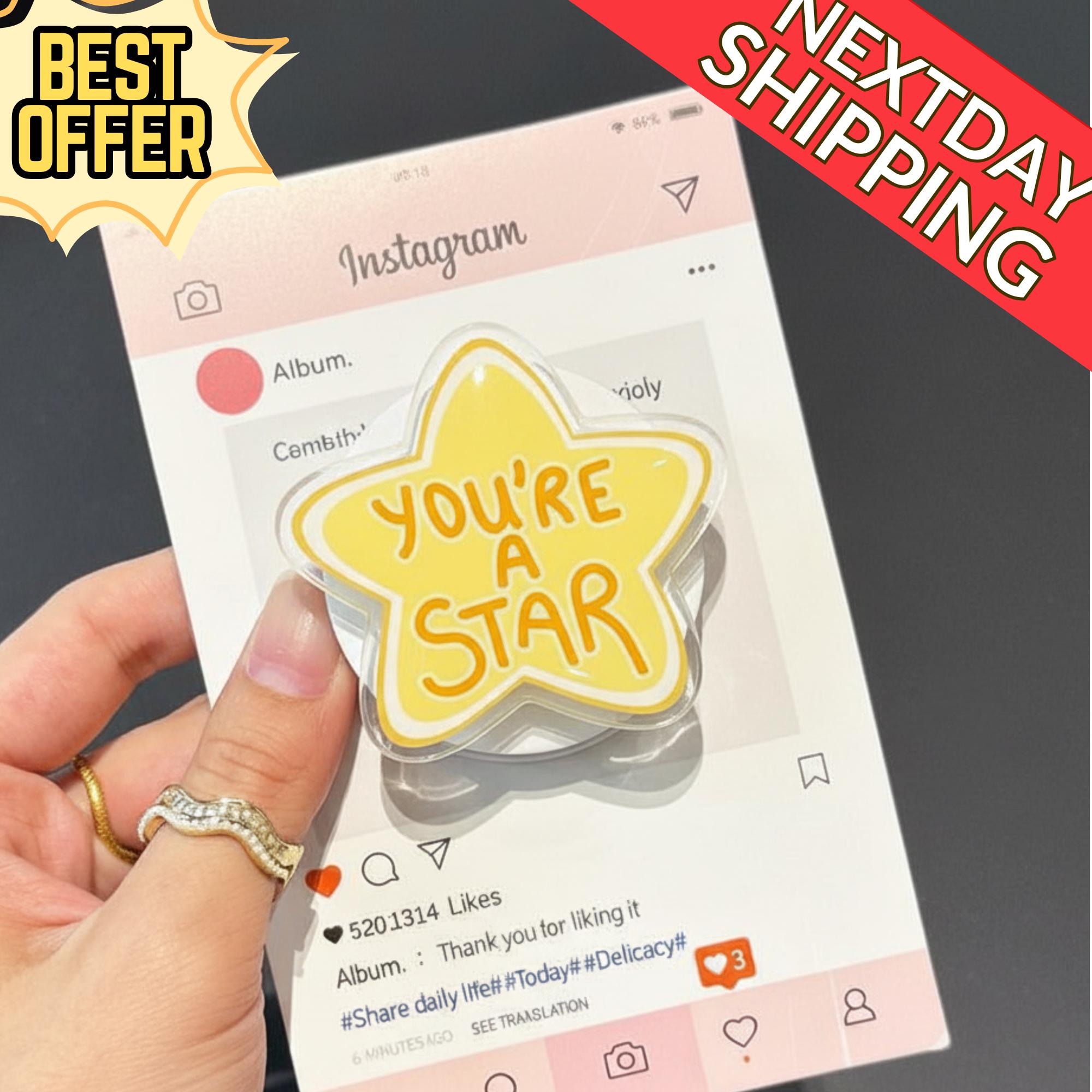 You're a Star Magnetic Phone Grip – Cute Star Magsafe Phone Stand, Motivational Phone Holder, Kawaii Positive Vibes Phone Accessory