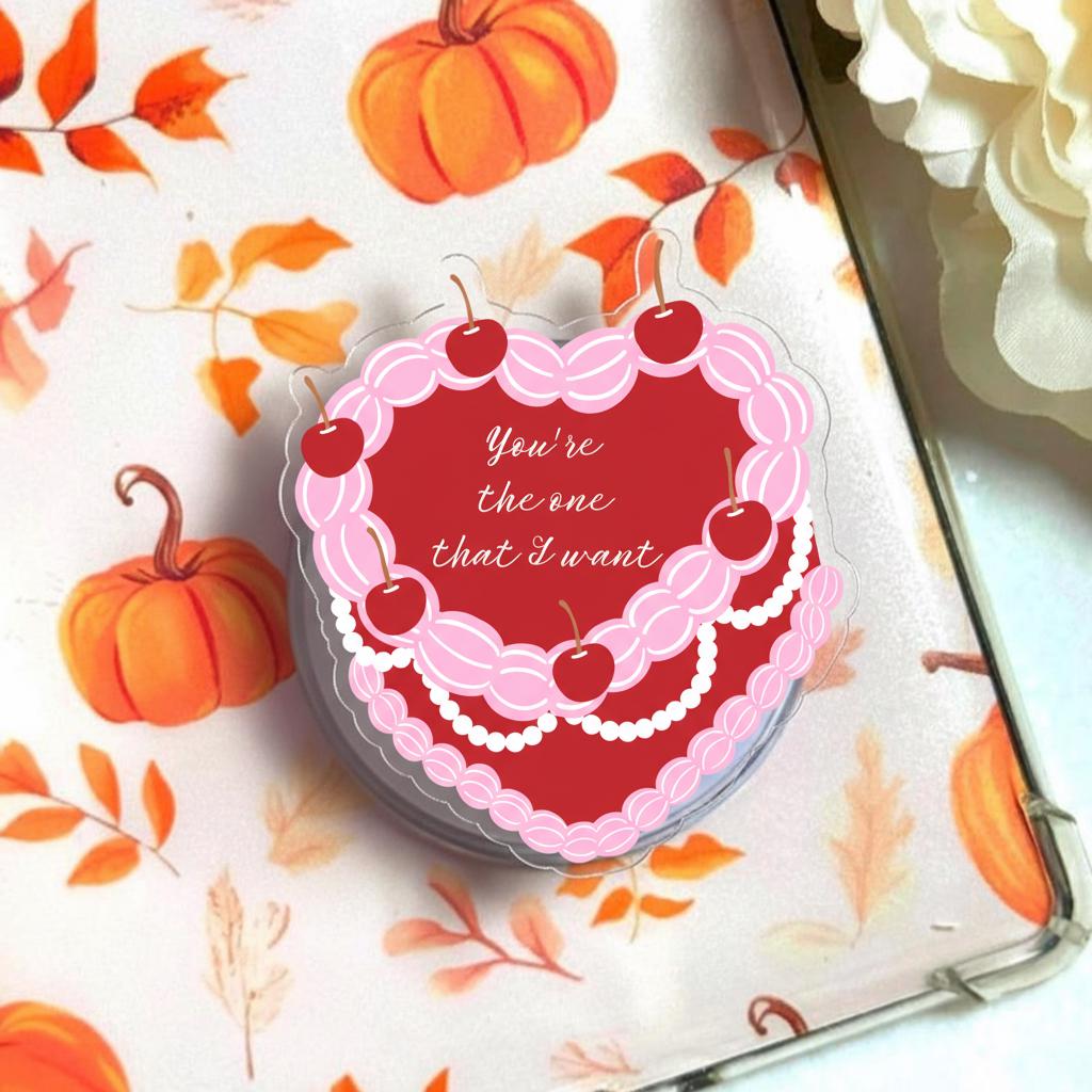 You're The One That I Want Cherry Love Magsafe Phone Grip, Heart Frosted Magnetic Phone Holder, Valentine Popgrip for Phones or E-readers
